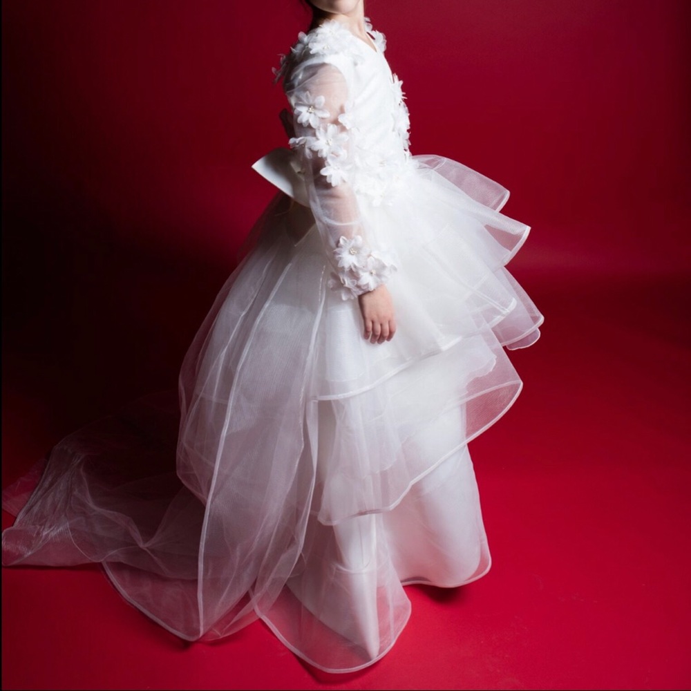 Couture white hi low gown